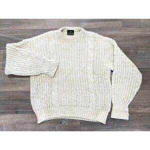 Lakeland Sheepskin Center Mens XL Crew Neck Chunky Knit Wool England Sweater